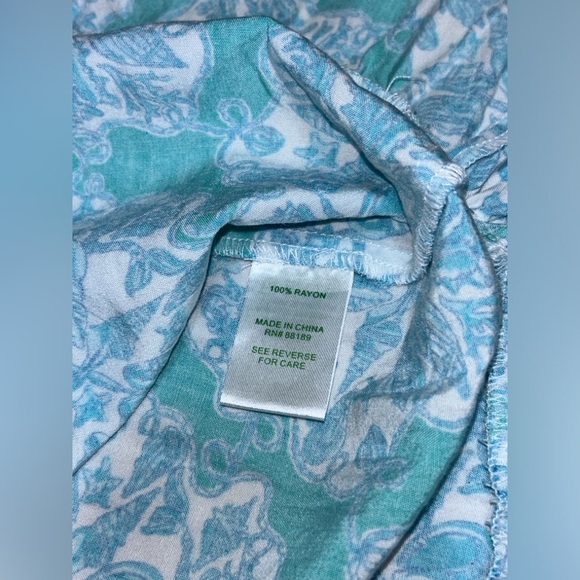 Lilly Pulitzer Spaghetti Strap Small Blue green Nautical Shells Dress Ruffle - Picture 5 of 7